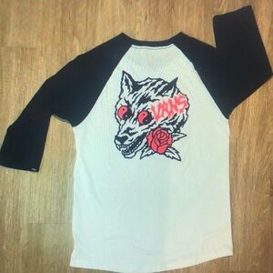 Vans Kids Black and White Wolf Graphic Tee